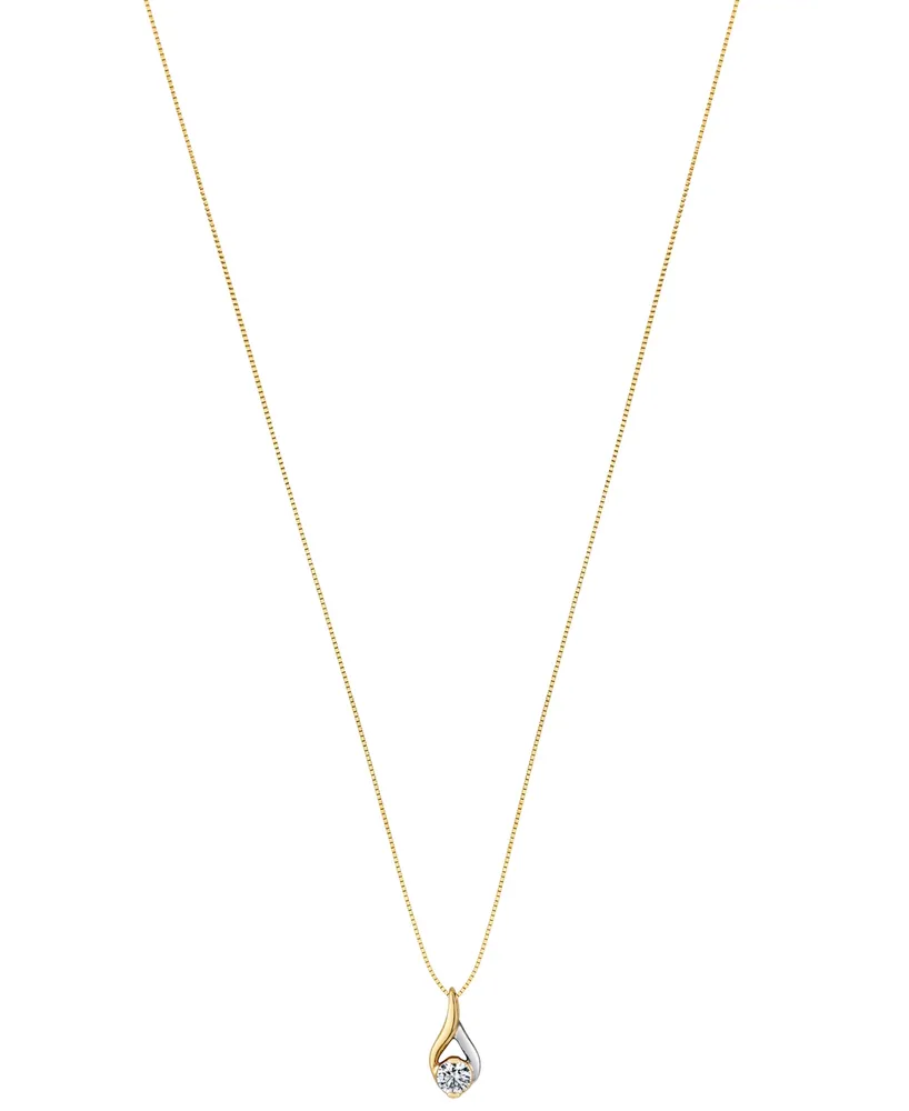 Sirena Diamond Solitaire Two-Tone 18" Pendant Necklace (1/4 ct. t.w.) in 14k Two-Tone Gold