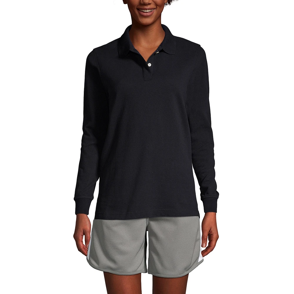 Lands' End Women's School Uniform Long Sleeve Mesh Polo Shirt