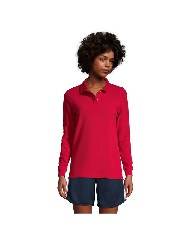Lands' End Women's School Uniform Long Sleeve Mesh Polo Shirt