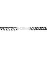 Italian Silver Men's Curb Link 22" Chain Necklace (8mm) in Sterling Silver & Black Ruthenium-Plate