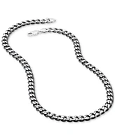 Italian Silver Men's Curb Link 22" Chain Necklace (6-1/4mm) in Sterling Silver & Black Ruthenium-Plate