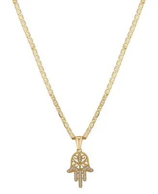 Unwritten Cubic Zirconia 14K Gold Flash Plated Hamsa Pendant Necklace