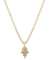 Unwritten Cubic Zirconia 14K Gold Flash Plated Hamsa Pendant Necklace