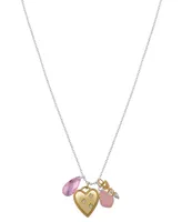 Unwritten Multi Stone Heart and Key Necklace - Gold Two
