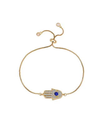 Unwritten Blue and Clear Crystal Hamsa Hand Bracelet