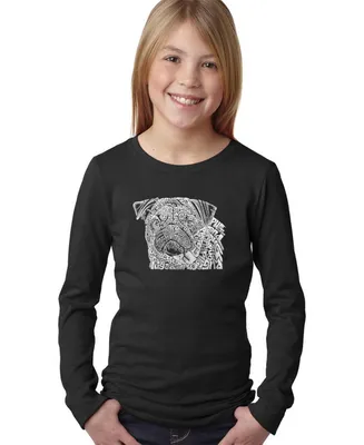 La Pop Art Girls Word Long Sleeve T-Shirt - Pug Face