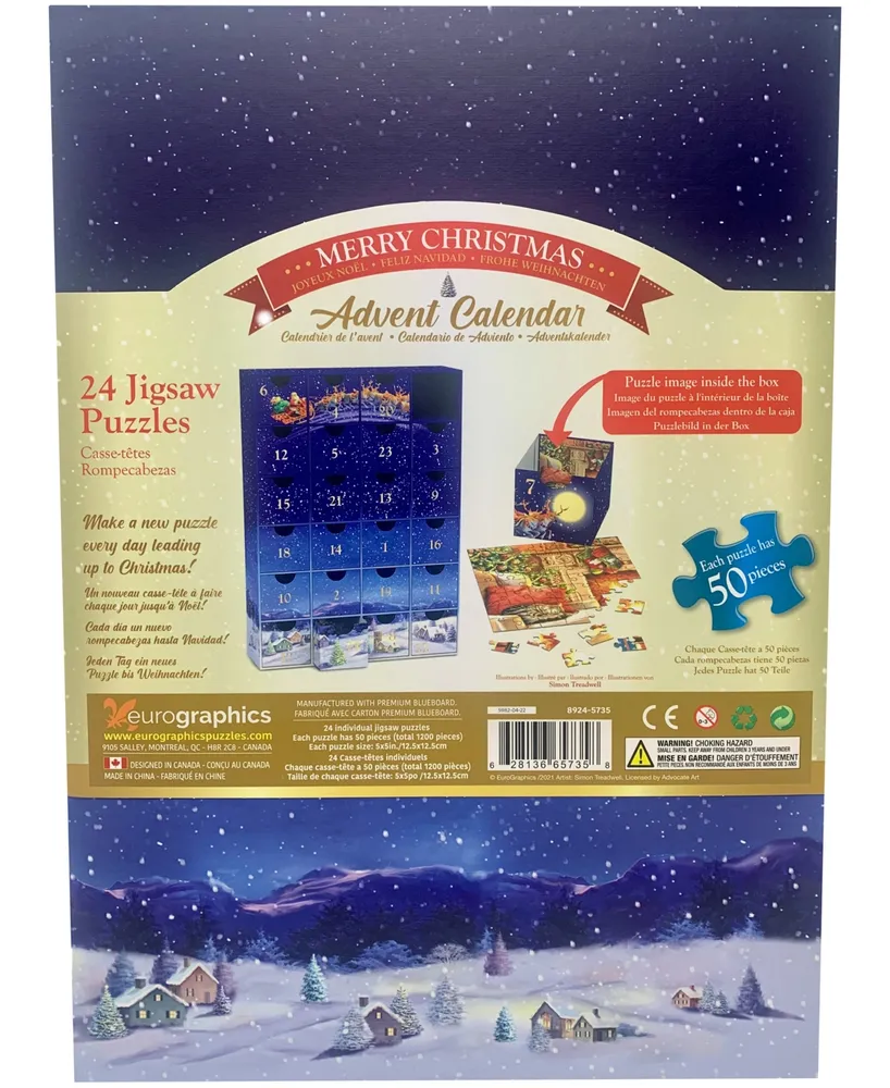 Eurographics Incorporated Merry Christmas Advent Calendar 24 Jigsaw Puzzles, 24 x 50 Pieces