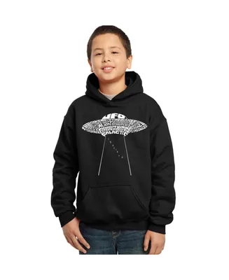 La Pop Art Boys Word Art Hooded Sweatshirt - Flying Saucer Ufo