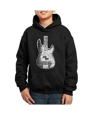 La Pop Art Boys Word Art Hooded Sweatshirt - Bass Guitar