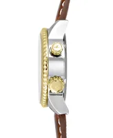 Abingdon Co. Women's Swiss Wasp Tribute Tri-Time Chestnut Leather Strap Watch 33mm