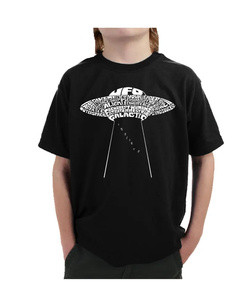 La Pop Art Boys Word T-shirt - Flying Saucer Ufo