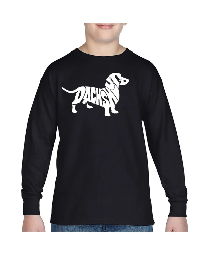 Big Boy's Word Art Long Sleeve T-shirt - Dachshund