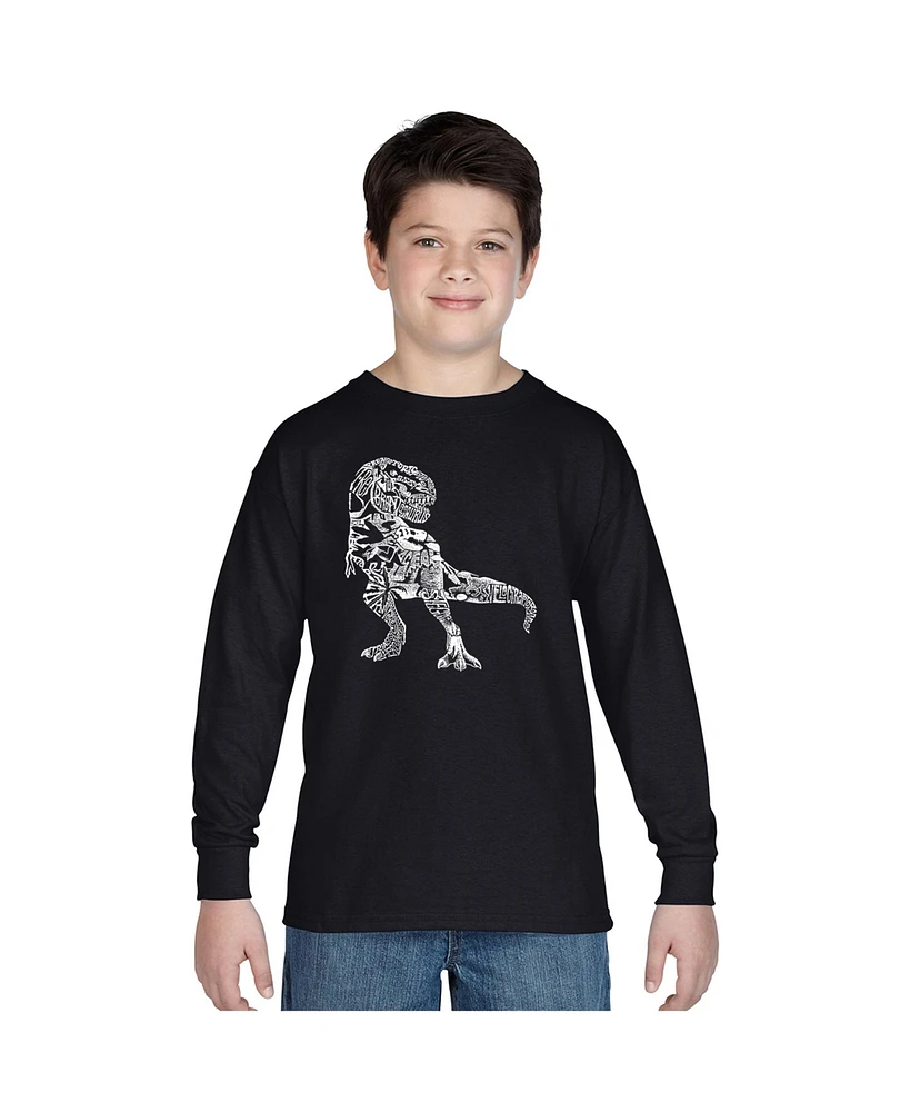 Big Boy's Word Art Long Sleeve T-shirt - Dino Pics