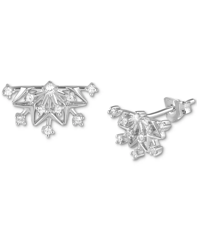 Enchanted Disney Fine Jewelry Diamond Frozen Two Elsa Snowflake Stud Earrings (1/5 ct. t.w.) in Sterling Silver