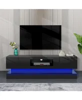 Simplie Fun 51.1" Modern Tv Stand With Led Lights, High Glossy Front Tv Cabinet