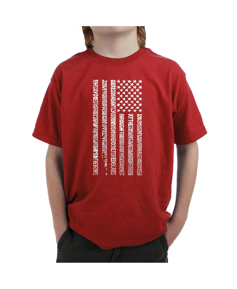 Big Boy's Word Art T-shirt - National Anthem Flag