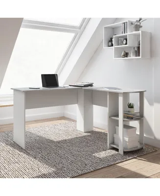 Simplie Fun Modern L-Shaped Desk With Side Shelves
