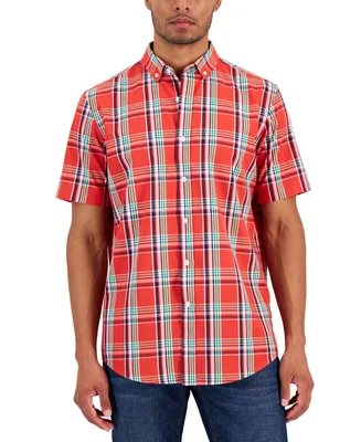 Club Room Men's Short-Sleeve Plaid Shirt, Created for Macy's