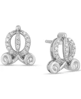 Enchanted Disney Fine Jewelry Diamond Accent Cinderella Carriage Stud Earrings in Sterling Silver