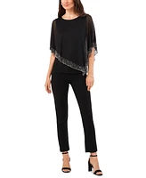 Msk Women's Beaded Overlay Cape Top