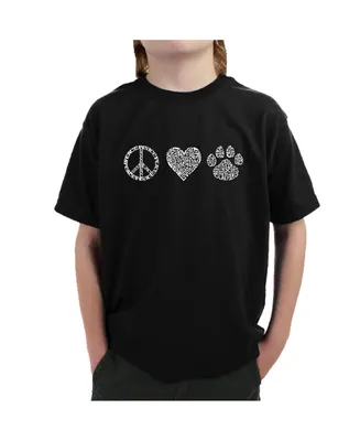 Big Boy's Word Art T-shirt - Peace Love Cats