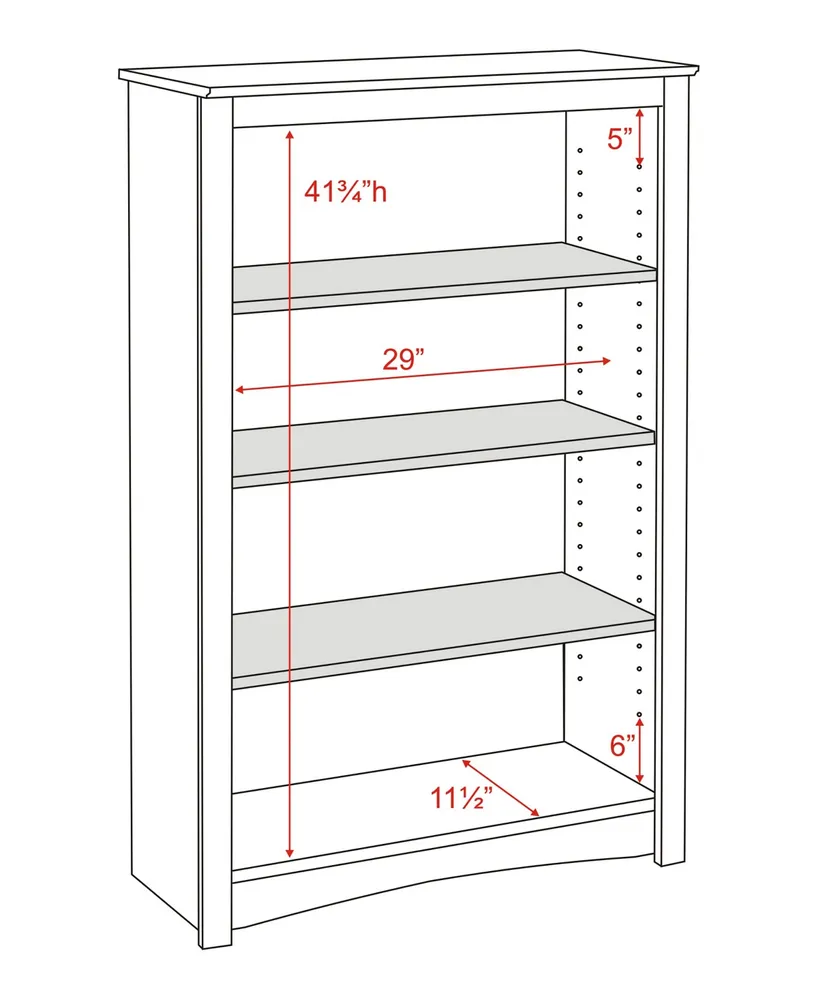 Prepac 31.5" 4-Shelf Composite Wood Home Office Standard Bookcase