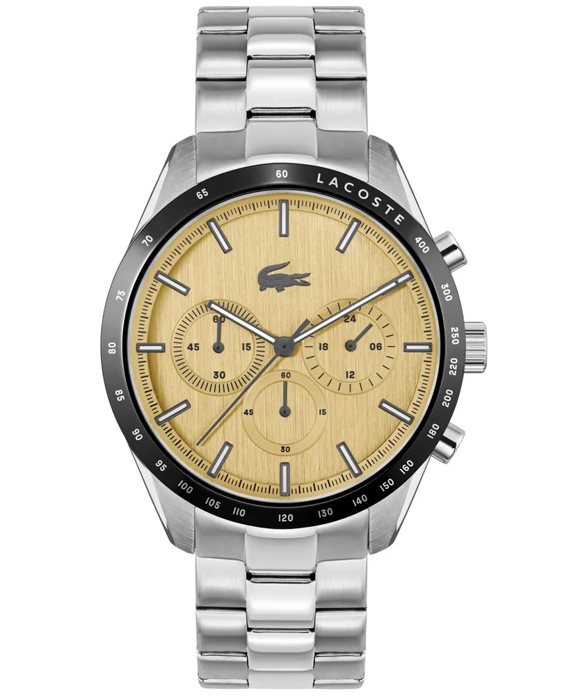 Lacoste Men's Boston Silver-Tone Stainless Steel Bracelet Watch 42mm
