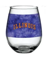 Illinois Fighting Illini 15 Oz Vintage-Inspired Tie-Dye Stemless Wine Glass