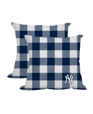 New York Yankees 2-Pack Buffalo Check Plaid Outdoor Pillow Set