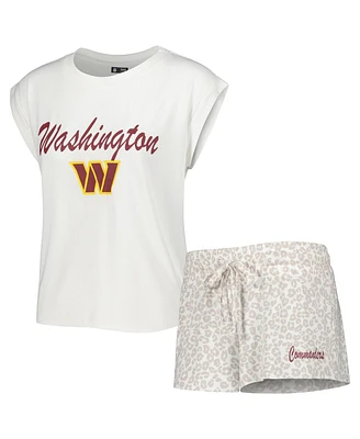 Women's Concepts Sport White, Cream Washington Commanders Montana Knit T-shirt and Shorts Sleep Set