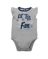 Newborn and Infant Boys Girls Navy, Heather Gray Tampa Bay Rays Little Fan Two-Pack Bodysuit Set