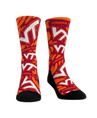 Men's and Women's Rock 'Em Socks Virginia Tech Hokies Allover Logo and Paint Crew Socks