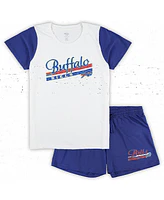 Women's Concepts Sport White, Royal Buffalo Bills Plus Downfield T-shirt and Shorts Sleep Set