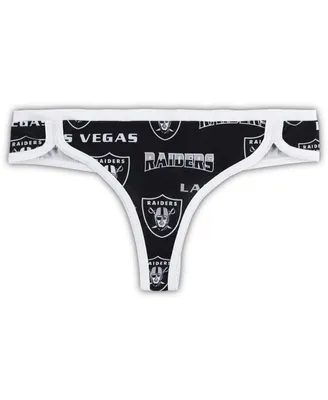 Women's Concepts Sport Black, White Las Vegas Raiders Breakthrough Knit Thong