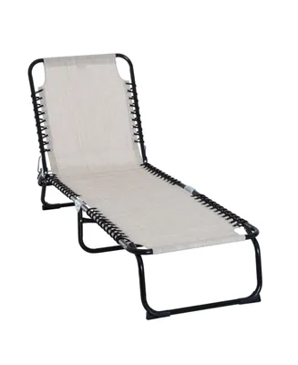 Outsunny Outdoor Folding Chaise Lounge Chair Portable Lightweight Reclining Garden Sun Lounger with 4