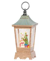 10.5" H Light Emitting Diode (Led) Swirl Wood Lantern