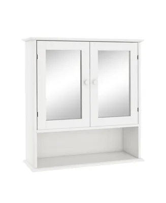 Streamdale Furniture Bathroom Wall Cabinet With Double Mirror Doors And Shelves