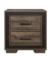 Simplie Fun Rustic Style 1 Piece Nightstand Two-Tone Finish Embossed Faux-Wood Bedside Table Bedroom Furniture