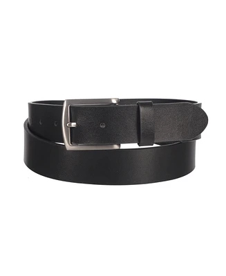 Men's Extendable Leather Belt with Brushed Nickel Hardware