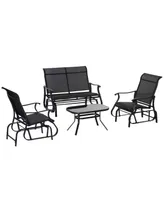 Outsunny 4 Pieces Gliders Set, Outdoor Furniture Sets with 2