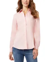 Jones New York Women's Easy Care Button Up Long Sleeve Blouse