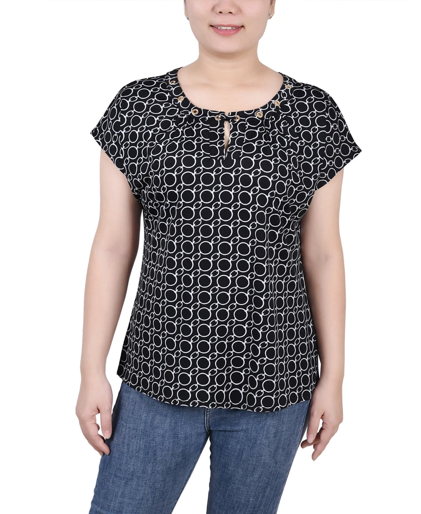 Ny Collection Women's Extended Sleeve Top with Grommets