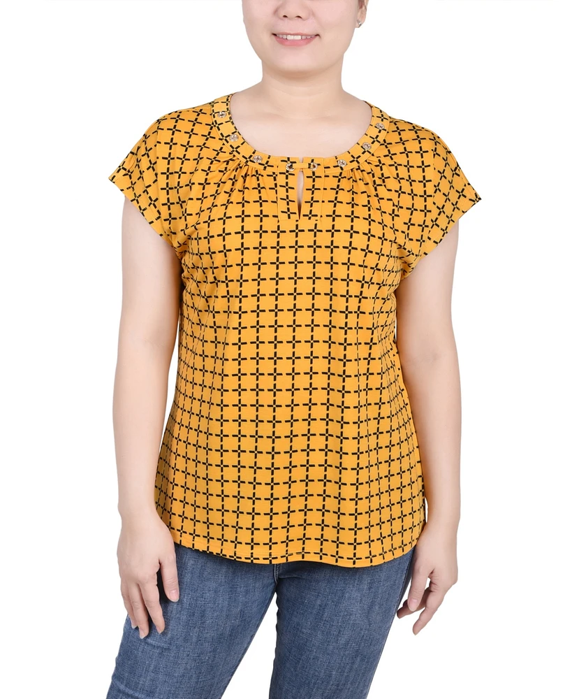 Ny Collection Women's Extended Sleeve Top with Grommets