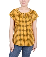 Ny Collection Women's Extended Sleeve Top with Grommets