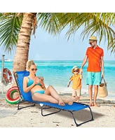 Outsunny Outdoor Folding Chaise Lounge Chair, Portable Lightweight Reclining Garden Sun Lounger with 4-Position Adjustable Backrest for Patio, Deck