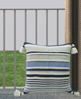 Vibhsa Linden Street Handwoven Braided Textured Stripe Decorative Pillow, 20" x 20"