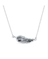 Bling Jewelry Native American Bohemian Feather Leaf Pendant Necklace in Sterling Silver
