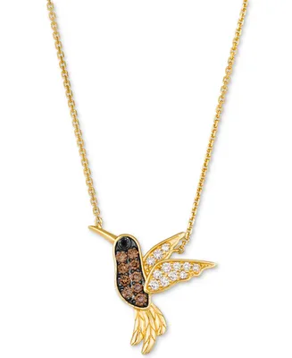 Le Vian Multicolor Diamond Hummingbird 19" Pendant Necklace (3/8 ct. t.w.) in 14k Gold