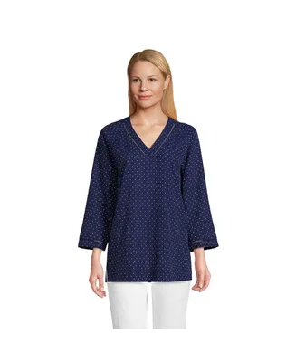 Lands' End Women's Rayon 3/4 Sleeve V Neck Tunic Top