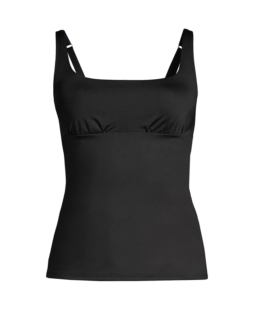 Lands' End Women's Tummy Control Square Neck Underwire Tankini Swimsuit Top Adjustable Strap